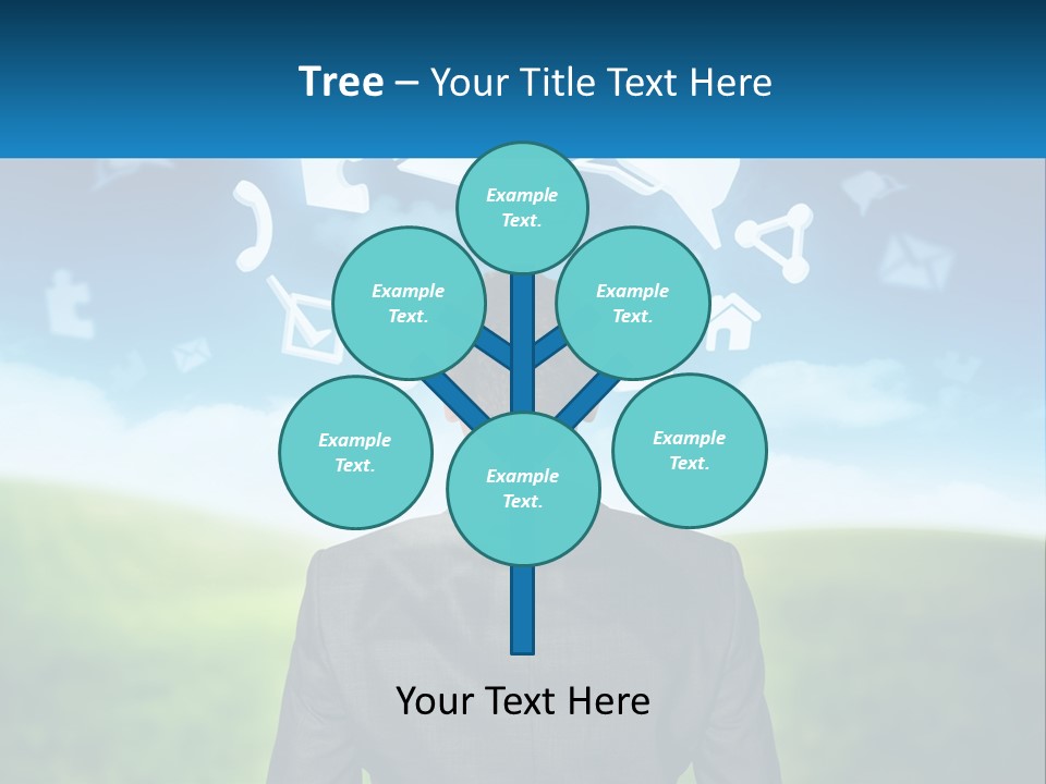 A Man In A Suit Looking At A Cloud Filled With Icons PowerPoint Template