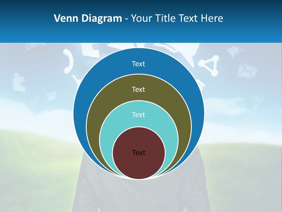 A Man In A Suit Looking At A Cloud Filled With Icons PowerPoint Template