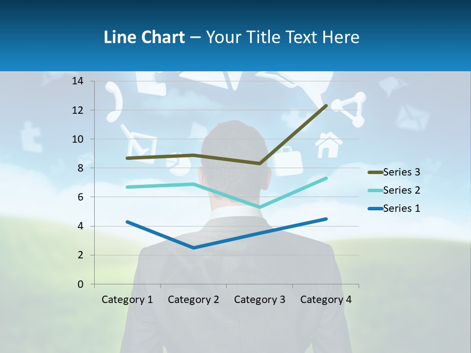 A Man In A Suit Looking At A Cloud Filled With Icons PowerPoint Template