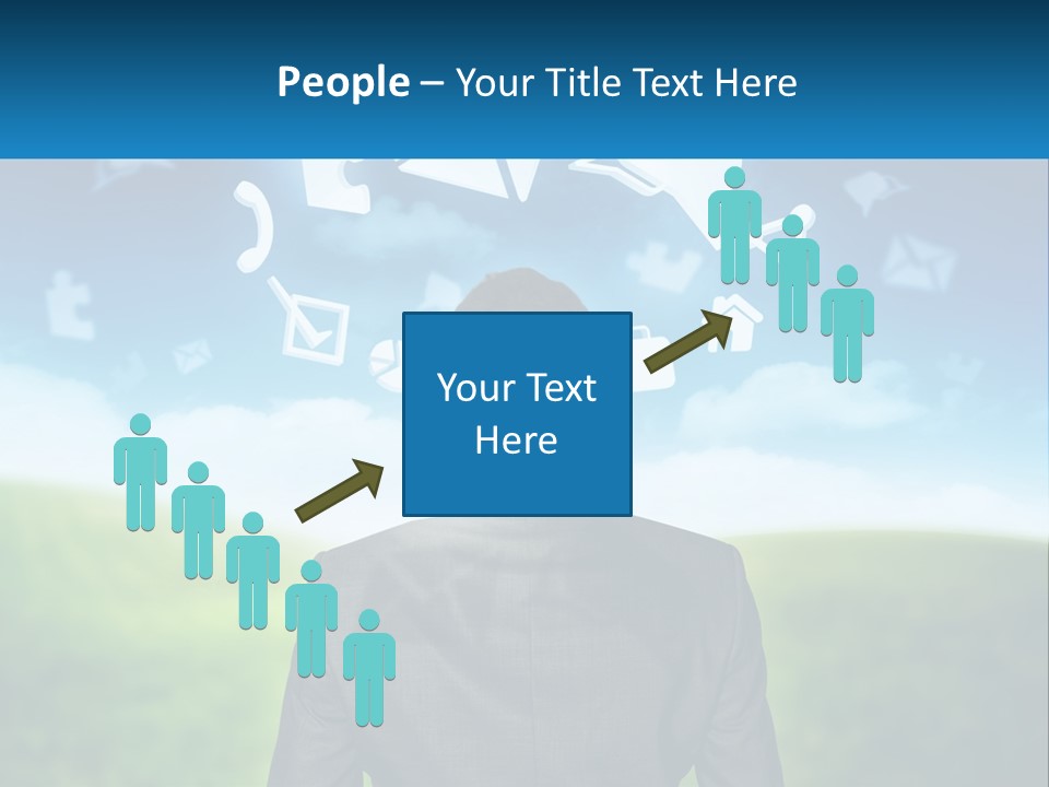 A Man In A Suit Looking At A Cloud Filled With Icons PowerPoint Template