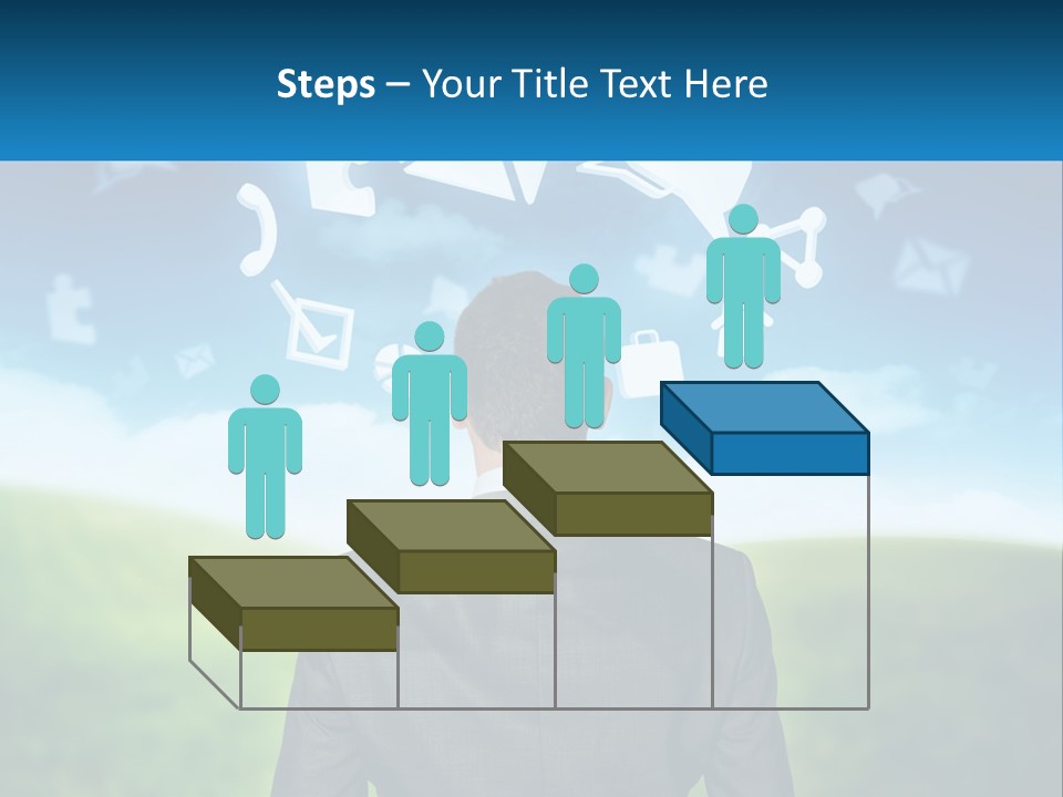 A Man In A Suit Looking At A Cloud Filled With Icons PowerPoint Template