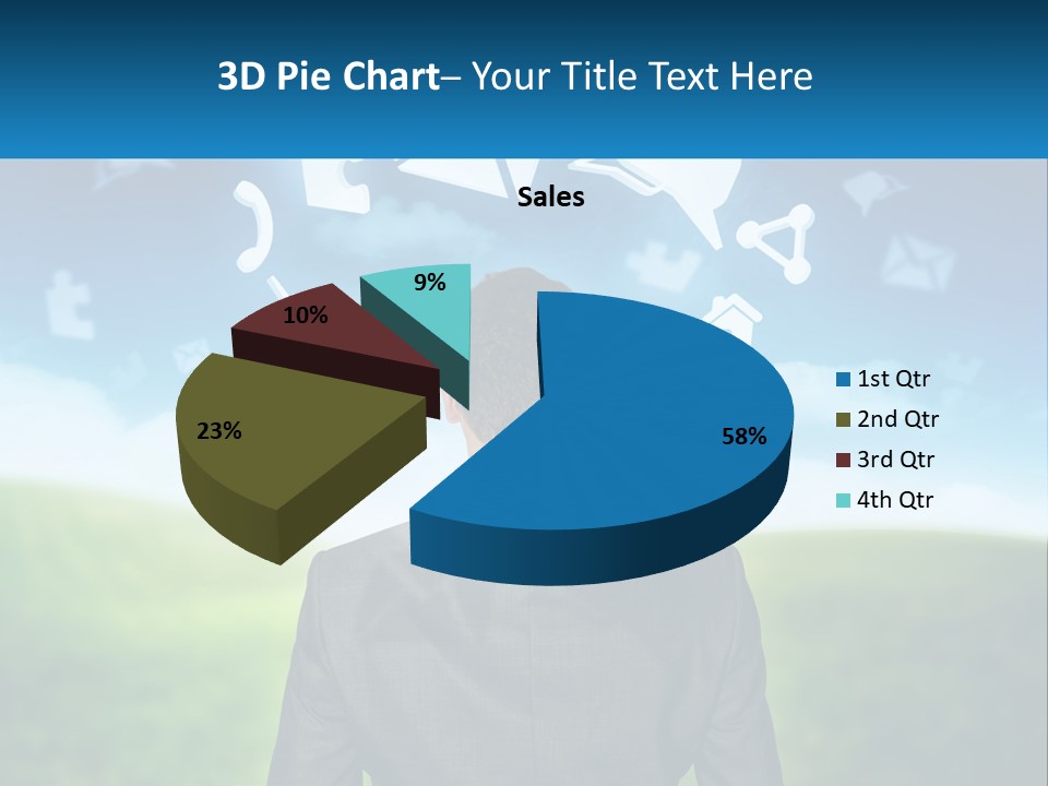 A Man In A Suit Looking At A Cloud Filled With Icons PowerPoint Template