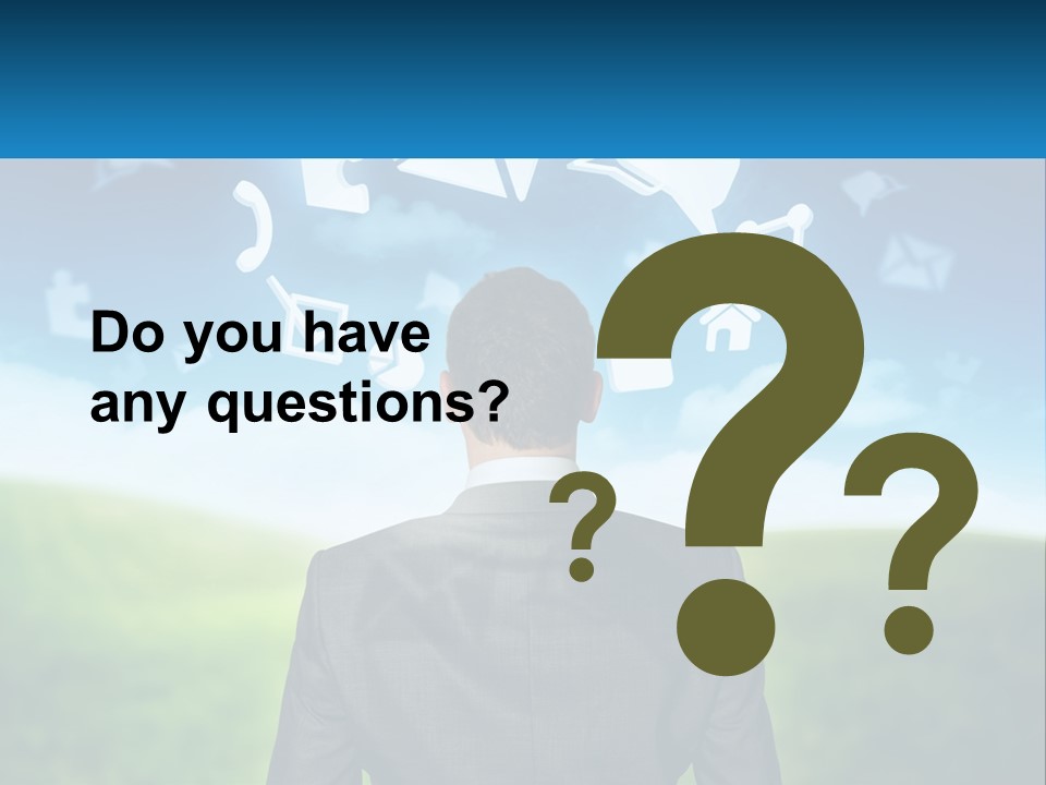 A Man In A Suit Looking At A Cloud Filled With Icons PowerPoint Template