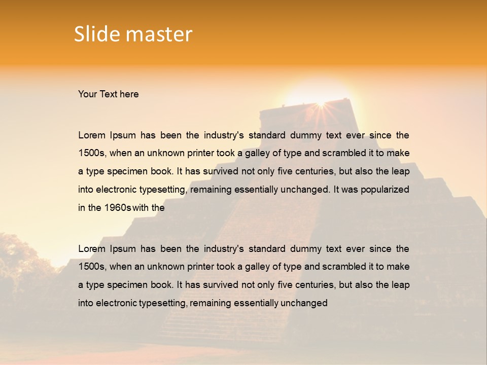 A Pyramid With The Sun Setting In The Background PowerPoint Template