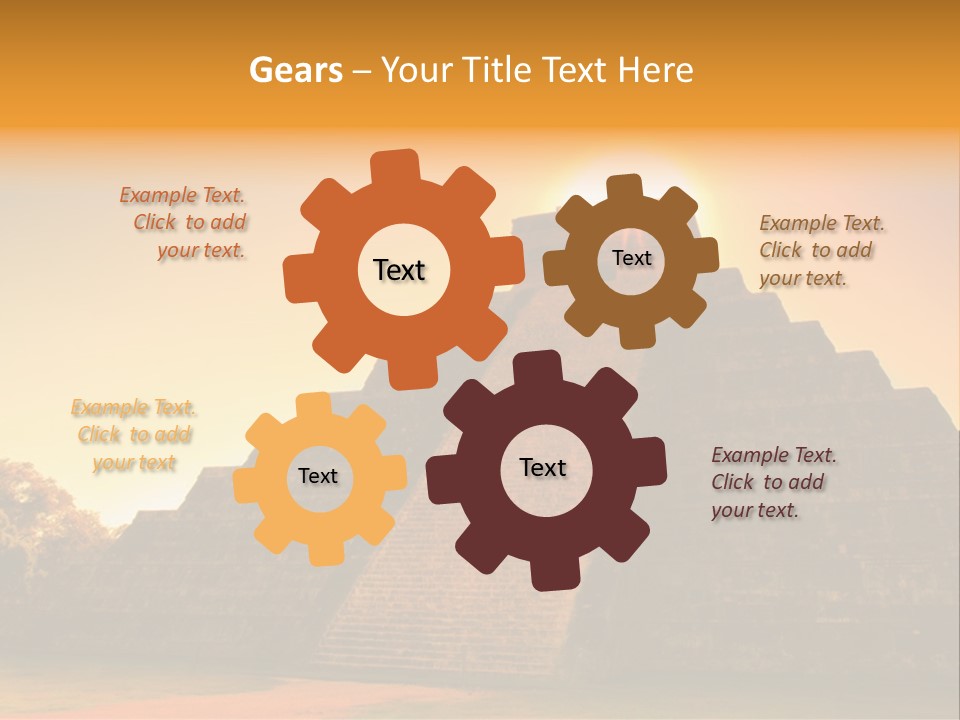 A Pyramid With The Sun Setting In The Background PowerPoint Template