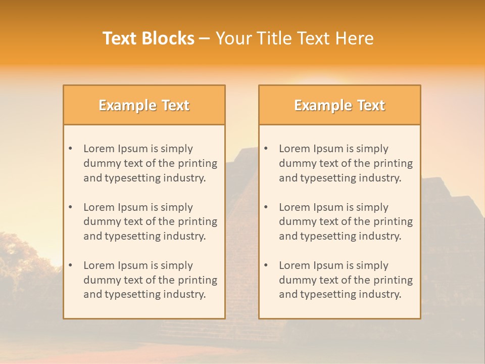 A Pyramid With The Sun Setting In The Background PowerPoint Template