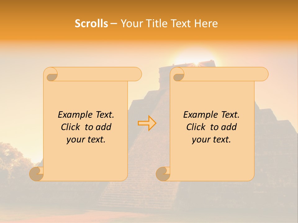 A Pyramid With The Sun Setting In The Background PowerPoint Template