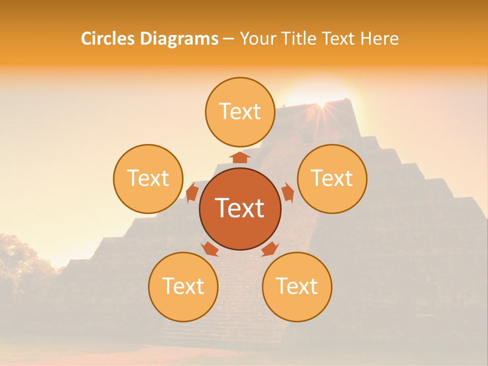A Pyramid With The Sun Setting In The Background PowerPoint Template