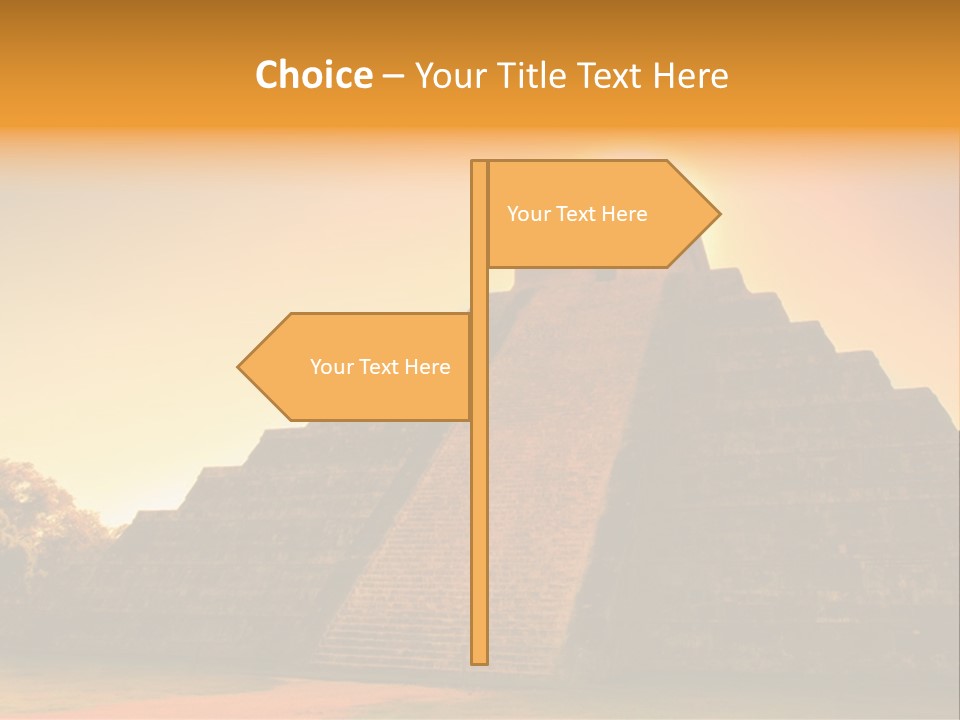A Pyramid With The Sun Setting In The Background PowerPoint Template