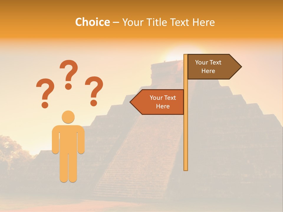 A Pyramid With The Sun Setting In The Background PowerPoint Template