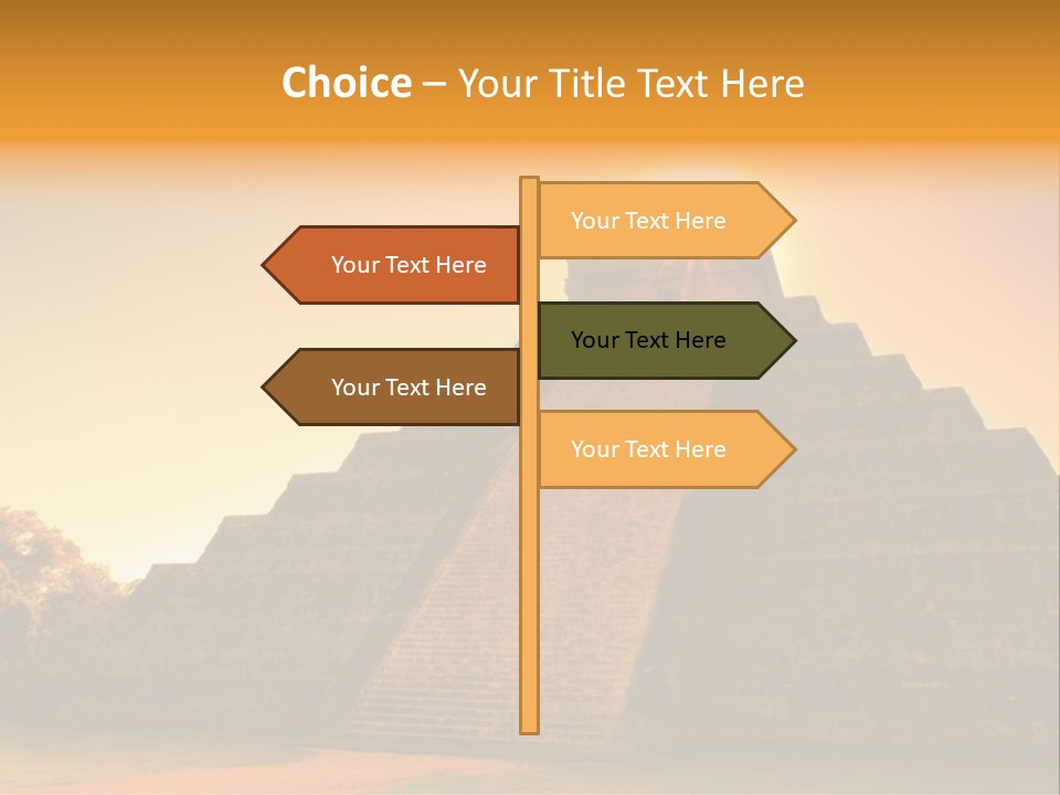 A Pyramid With The Sun Setting In The Background PowerPoint Template