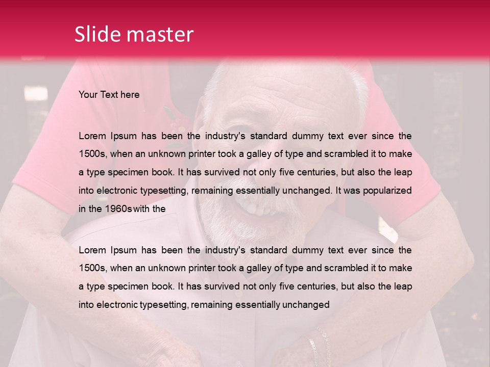 An Elderly Man And Woman Are Smiling For The Camera PowerPoint Template