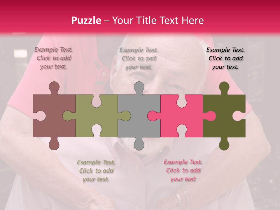 An Elderly Man And Woman Are Smiling For The Camera PowerPoint Template