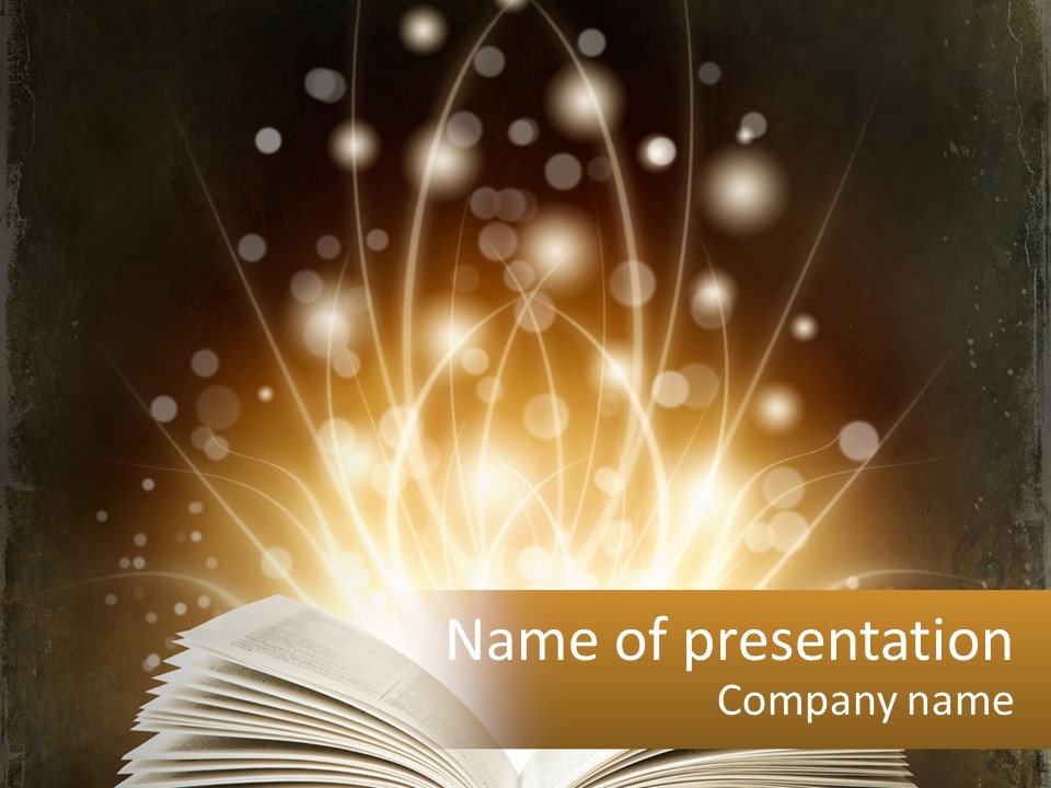 An Open Book With A Glowing Light Coming Out Of It PowerPoint Template