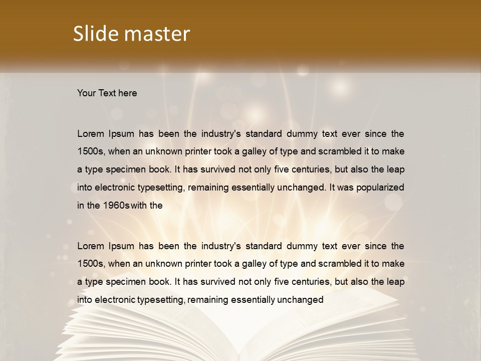 An Open Book With A Glowing Light Coming Out Of It PowerPoint Template