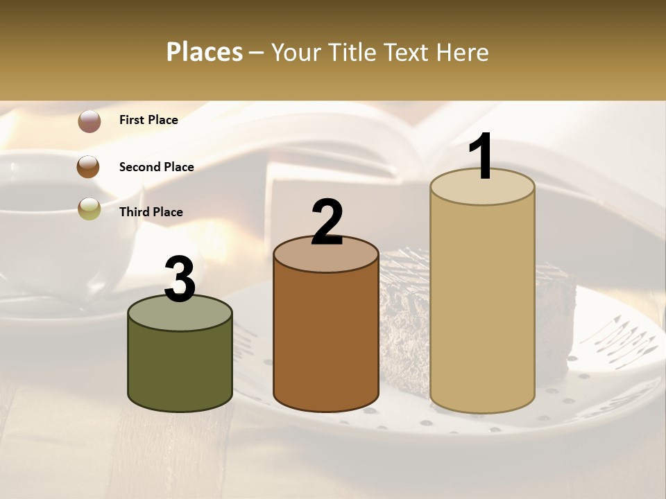 A Piece Of Cake On A Plate Next To A Cup Of Coffee PowerPoint Template