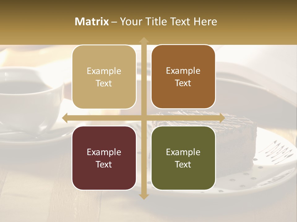A Piece Of Cake On A Plate Next To A Cup Of Coffee PowerPoint Template