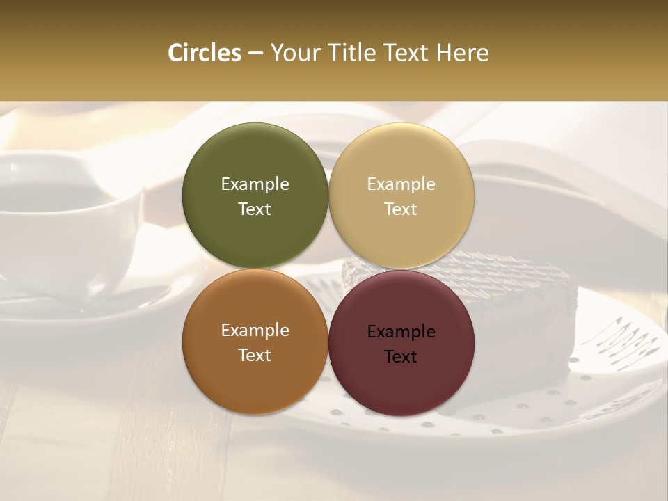 A Piece Of Cake On A Plate Next To A Cup Of Coffee PowerPoint Template