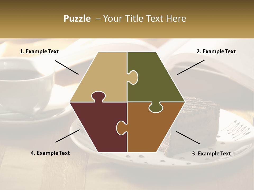 A Piece Of Cake On A Plate Next To A Cup Of Coffee PowerPoint Template