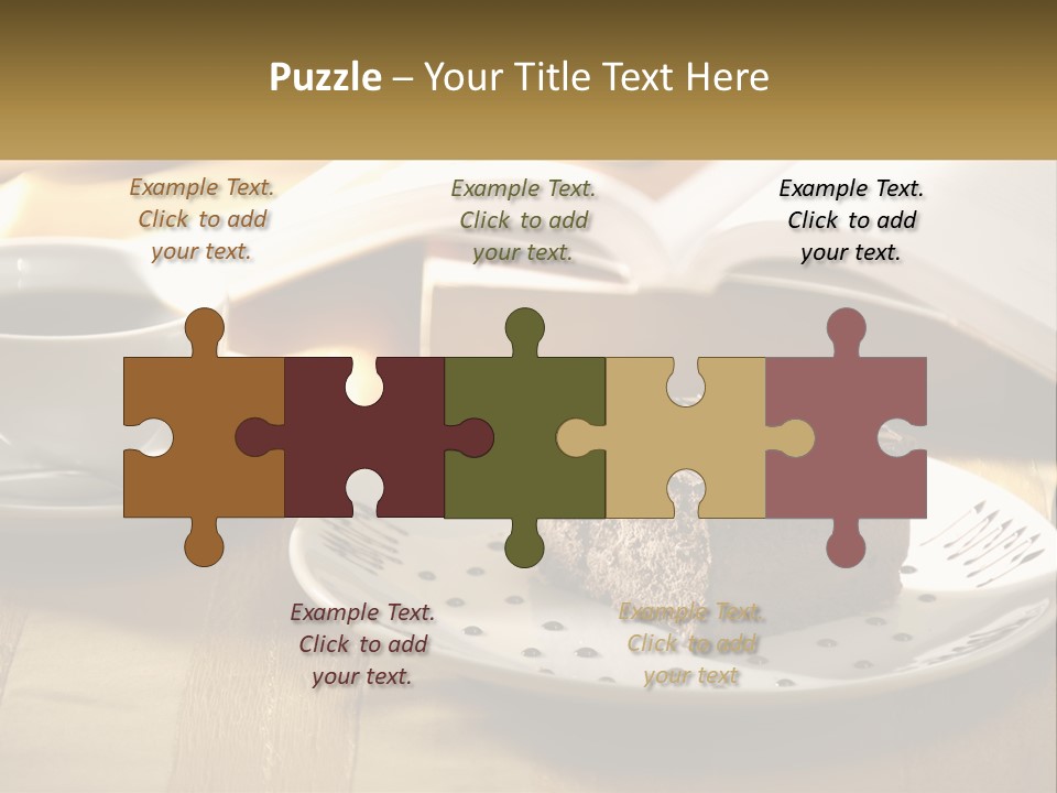 A Piece Of Cake On A Plate Next To A Cup Of Coffee PowerPoint Template