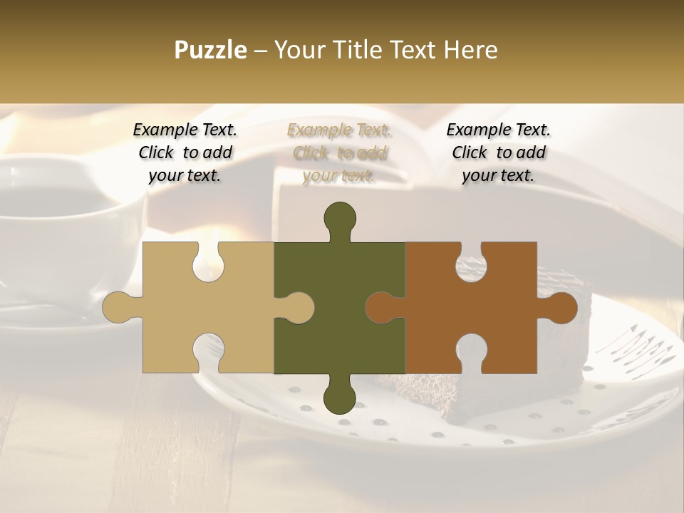 A Piece Of Cake On A Plate Next To A Cup Of Coffee PowerPoint Template