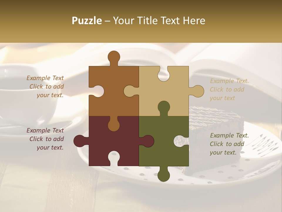 A Piece Of Cake On A Plate Next To A Cup Of Coffee PowerPoint Template