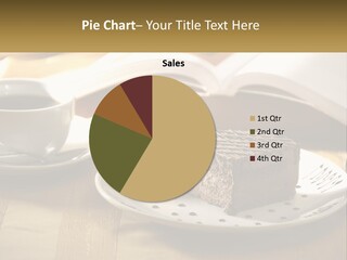 A Piece Of Cake On A Plate Next To A Cup Of Coffee PowerPoint Template