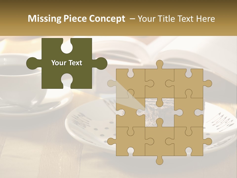 A Piece Of Cake On A Plate Next To A Cup Of Coffee PowerPoint Template