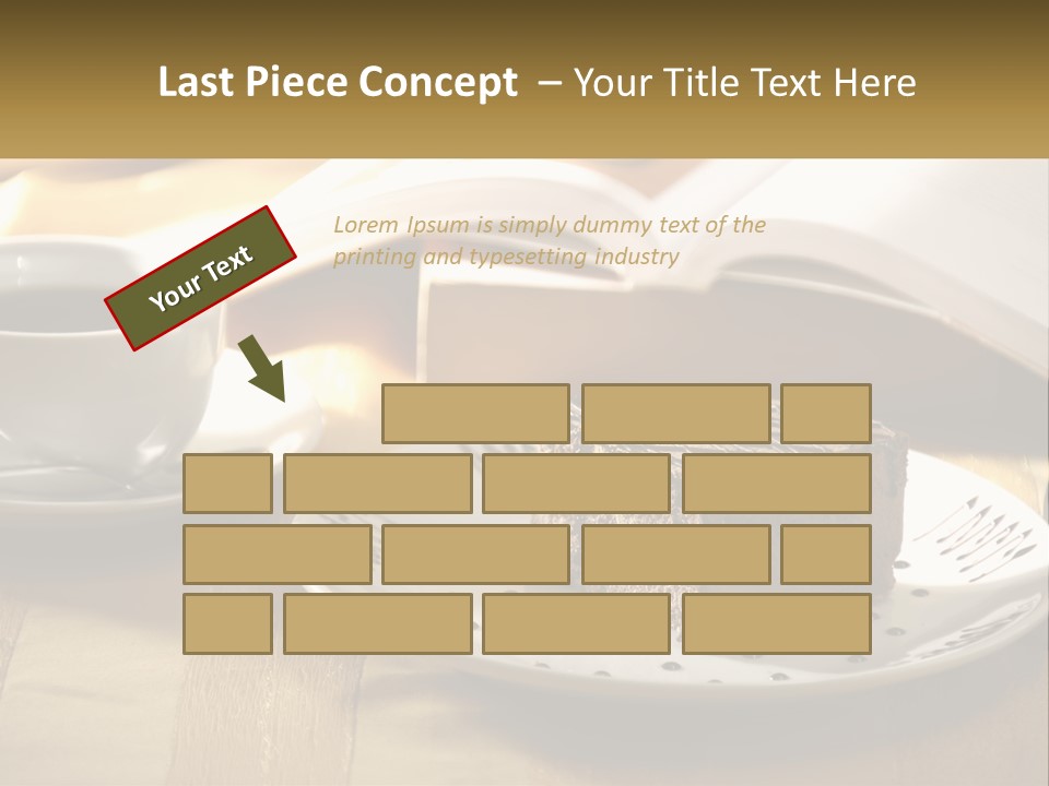 A Piece Of Cake On A Plate Next To A Cup Of Coffee PowerPoint Template