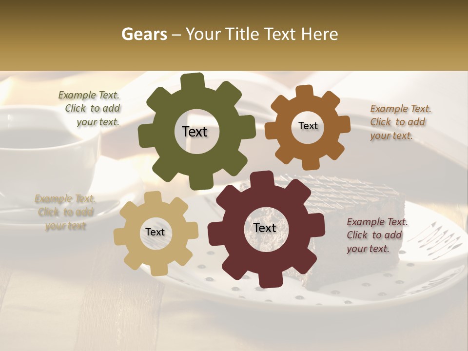 A Piece Of Cake On A Plate Next To A Cup Of Coffee PowerPoint Template