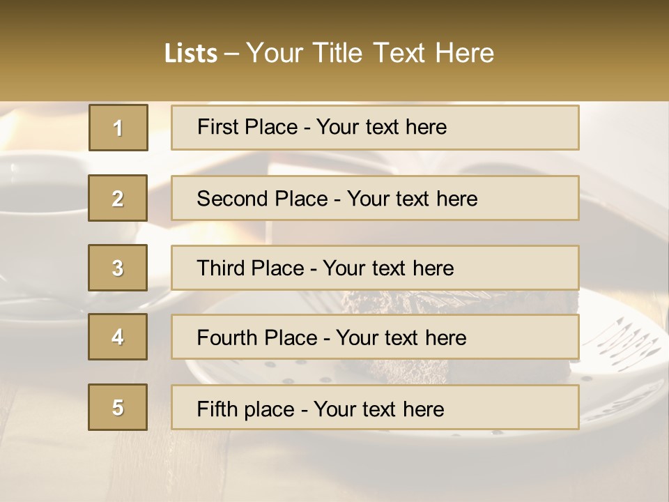 A Piece Of Cake On A Plate Next To A Cup Of Coffee PowerPoint Template