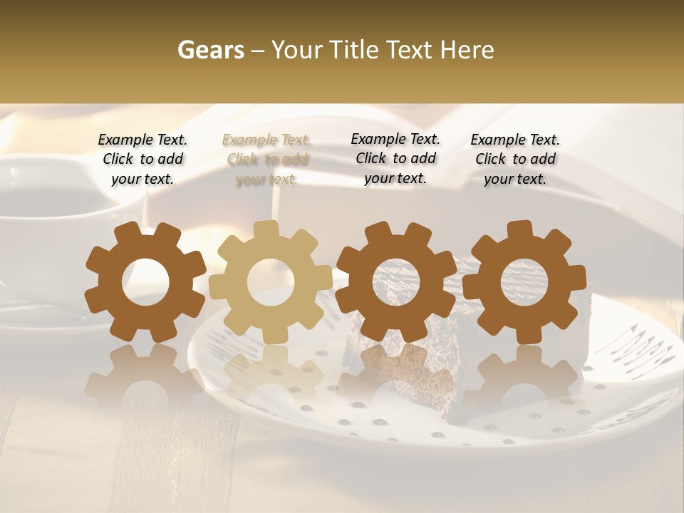 A Piece Of Cake On A Plate Next To A Cup Of Coffee PowerPoint Template