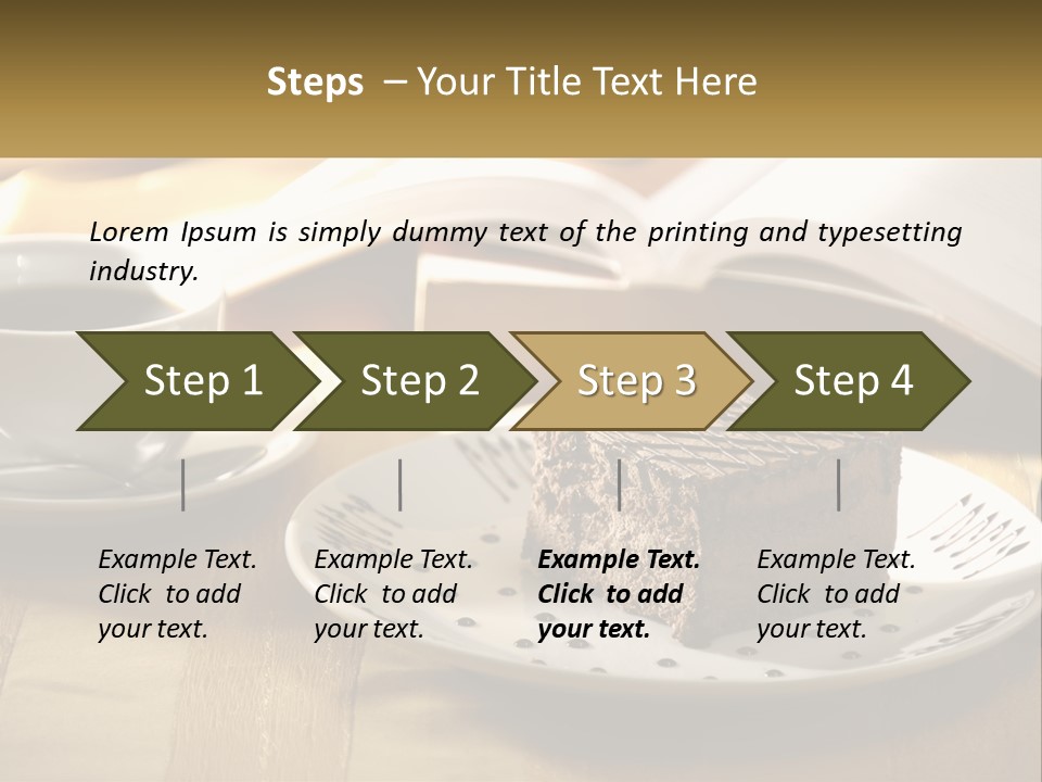 A Piece Of Cake On A Plate Next To A Cup Of Coffee PowerPoint Template