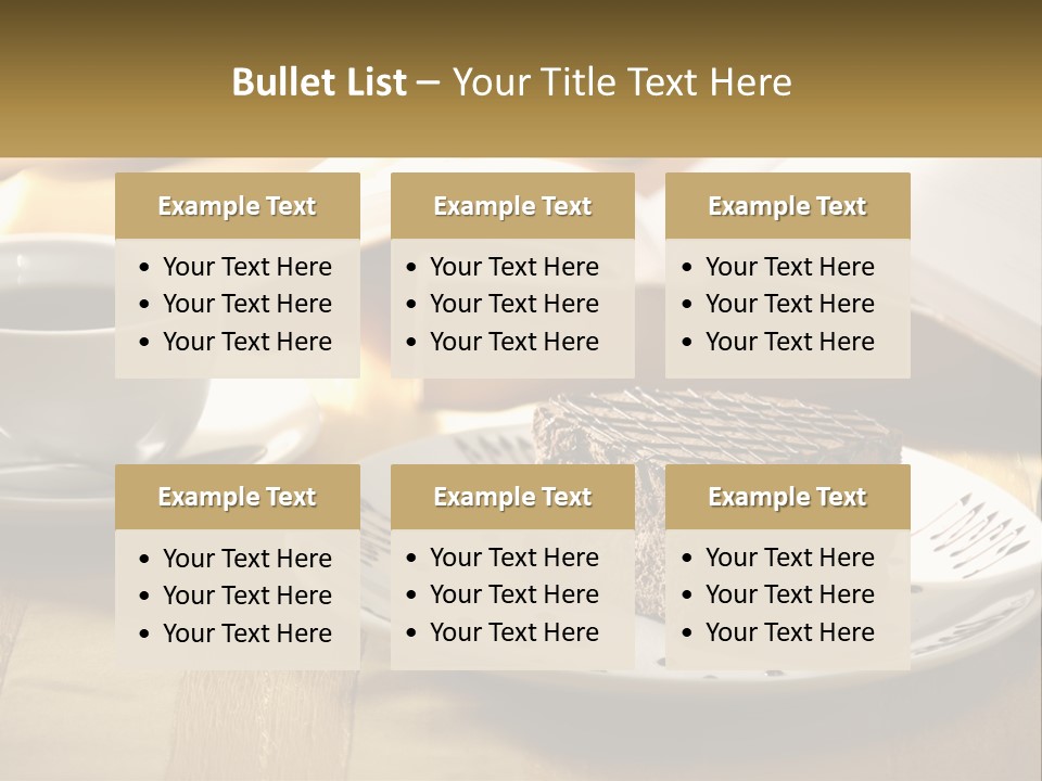 A Piece Of Cake On A Plate Next To A Cup Of Coffee PowerPoint Template