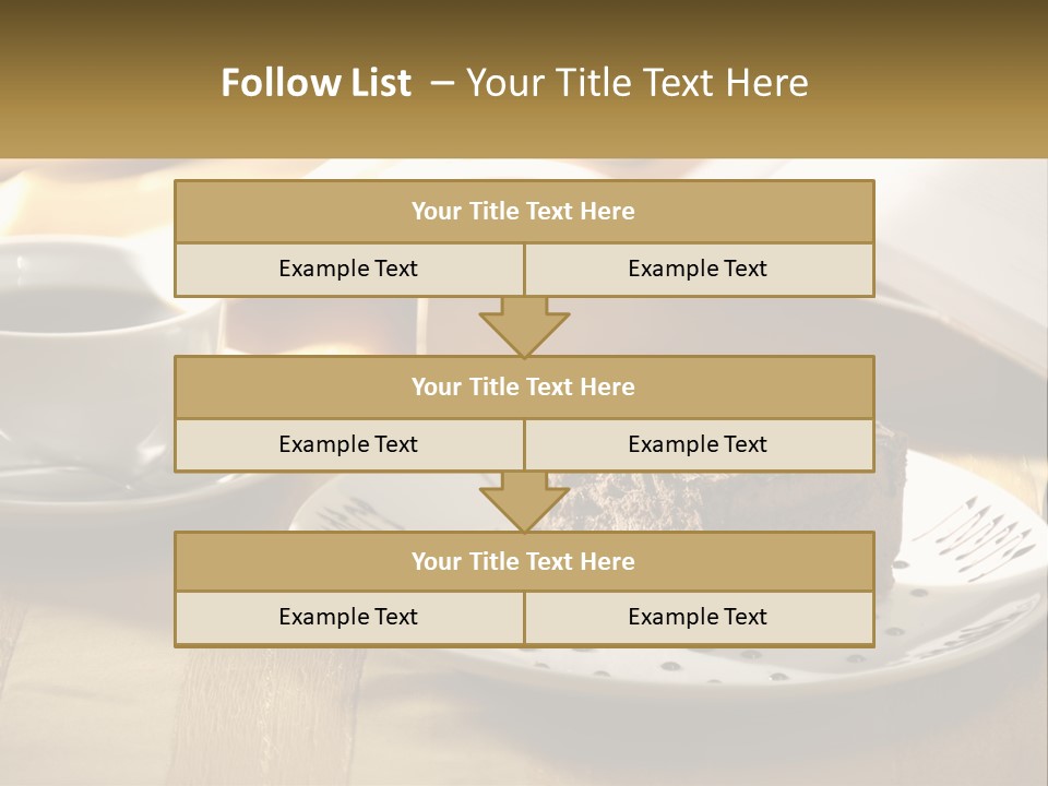 A Piece Of Cake On A Plate Next To A Cup Of Coffee PowerPoint Template