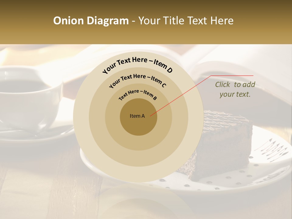 A Piece Of Cake On A Plate Next To A Cup Of Coffee PowerPoint Template