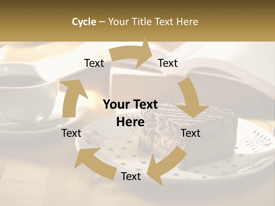 A Piece Of Cake On A Plate Next To A Cup Of Coffee PowerPoint Template