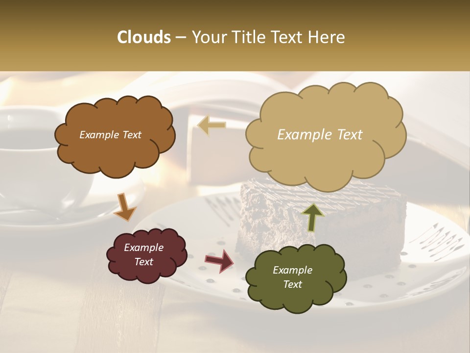 A Piece Of Cake On A Plate Next To A Cup Of Coffee PowerPoint Template