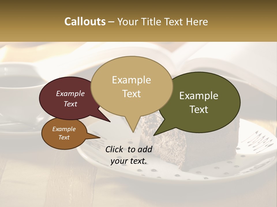 A Piece Of Cake On A Plate Next To A Cup Of Coffee PowerPoint Template