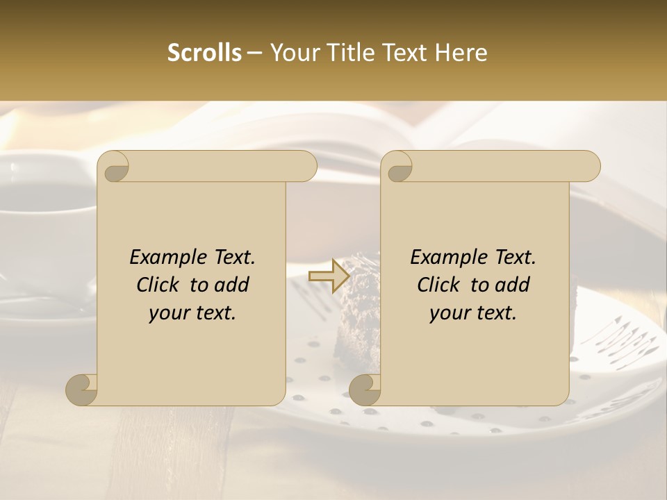 A Piece Of Cake On A Plate Next To A Cup Of Coffee PowerPoint Template