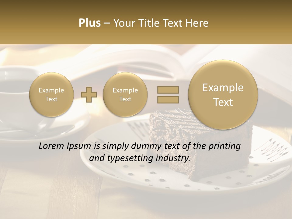 A Piece Of Cake On A Plate Next To A Cup Of Coffee PowerPoint Template