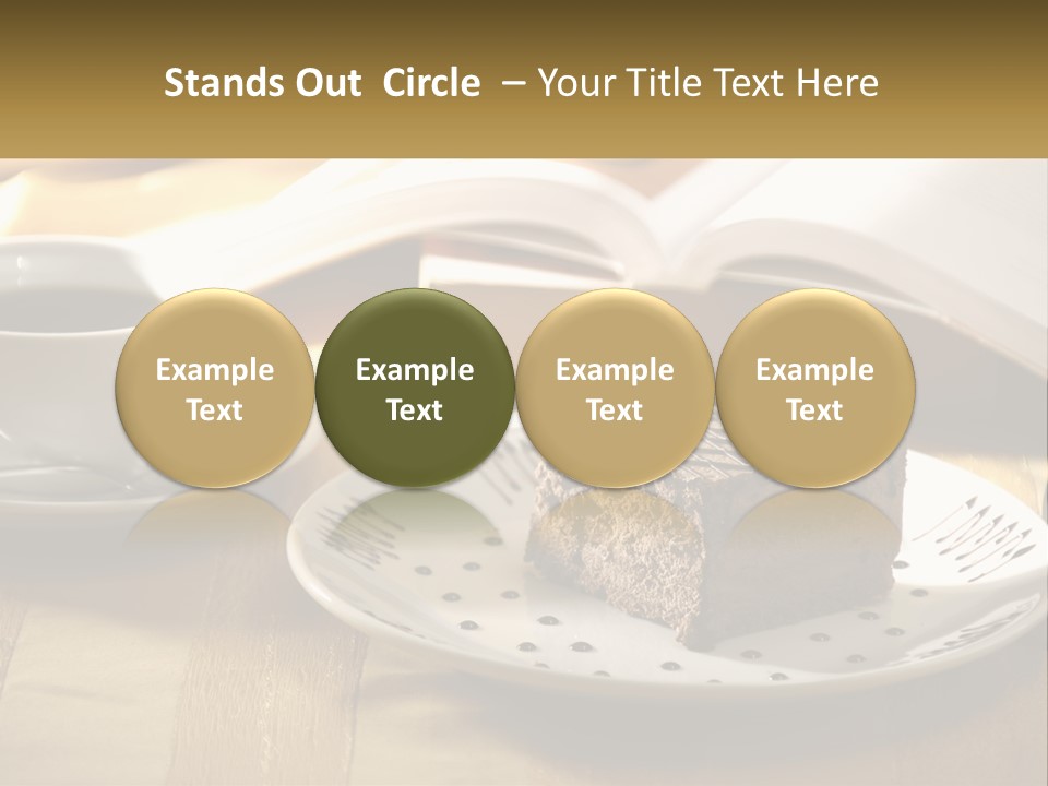 A Piece Of Cake On A Plate Next To A Cup Of Coffee PowerPoint Template