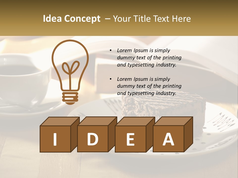 A Piece Of Cake On A Plate Next To A Cup Of Coffee PowerPoint Template