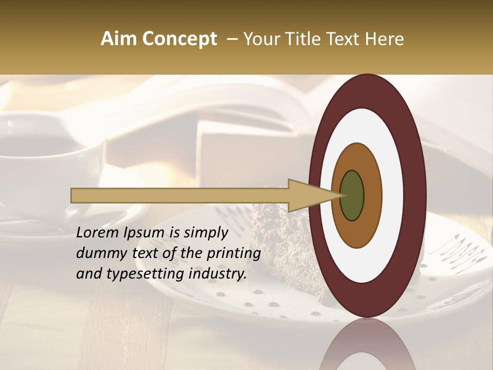 A Piece Of Cake On A Plate Next To A Cup Of Coffee PowerPoint Template