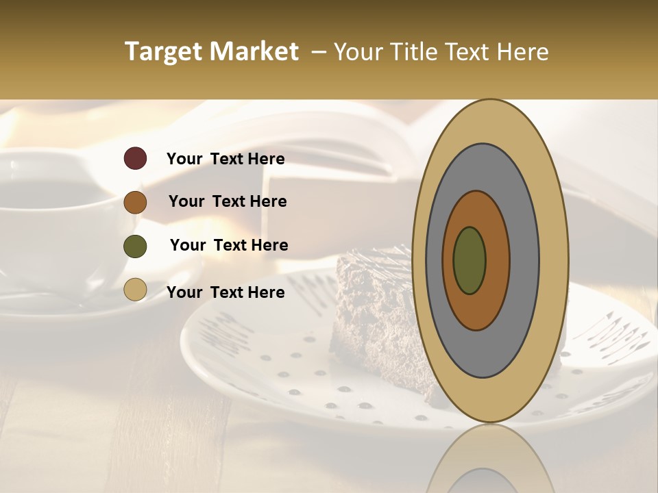 A Piece Of Cake On A Plate Next To A Cup Of Coffee PowerPoint Template