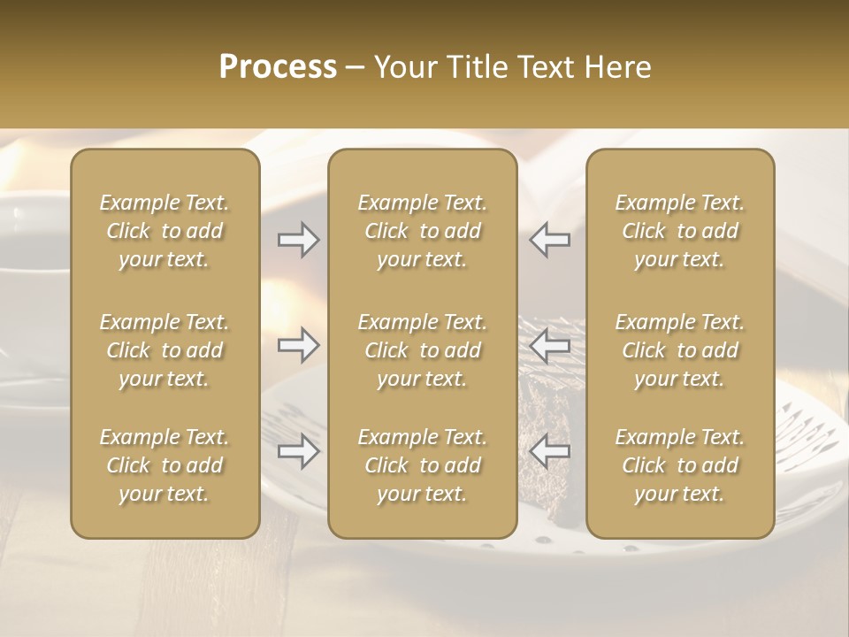 A Piece Of Cake On A Plate Next To A Cup Of Coffee PowerPoint Template