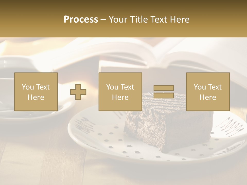 A Piece Of Cake On A Plate Next To A Cup Of Coffee PowerPoint Template