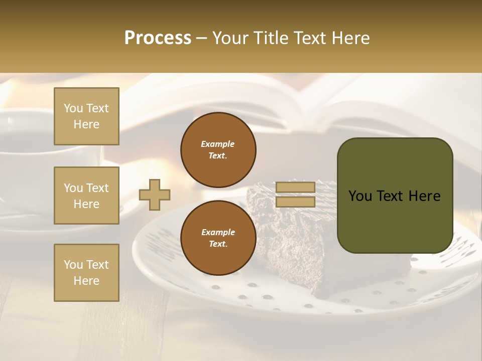 A Piece Of Cake On A Plate Next To A Cup Of Coffee PowerPoint Template