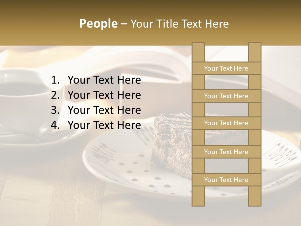 A Piece Of Cake On A Plate Next To A Cup Of Coffee PowerPoint Template