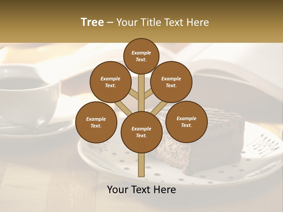 A Piece Of Cake On A Plate Next To A Cup Of Coffee PowerPoint Template